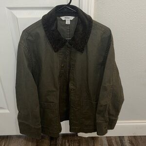 Old Navy Women’s Green Field Jacket with Corduroy Collar